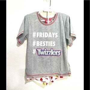 TWIZZLERS # print shorts pijama set size XS
